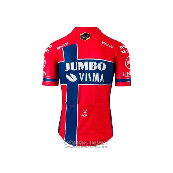 2020 Cycling Jersey Jumbo Visma Red Blue Short Sleeve And Bib Short
